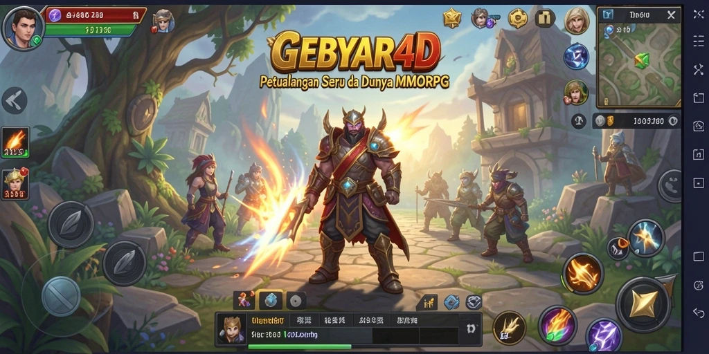 Tampilan dinamis gameplay GEBYAR4D dalam dunia MMORPG.