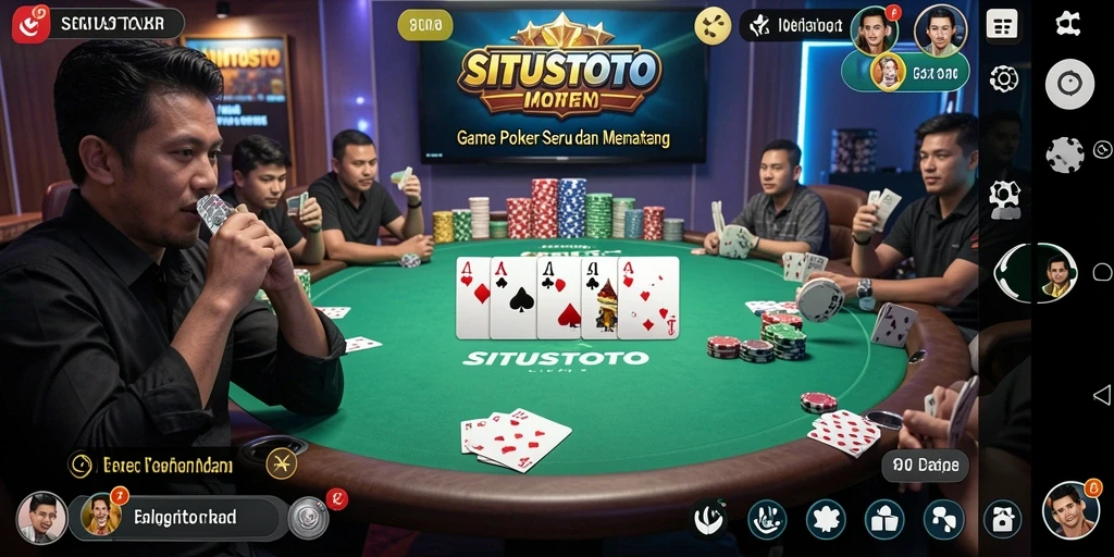 Screenshot gameplay SITUSTOTO dengan suasana meja poker yang mendebarkan.