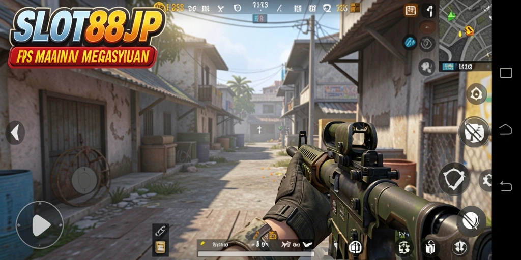 Tampilan seru dari gameplay SLOT88JP dengan aksi tembak-tembakan yang intens.
